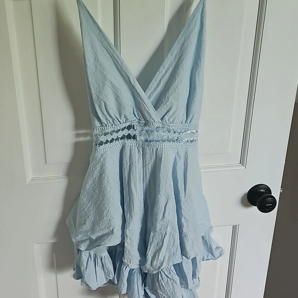 NWT Simplee Light Blue Ruffled Romper